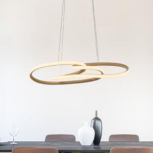 Paul Neuhaus Ljesteni luster TWIST LED, bež, duljina 76 cm, metalni prigušivač, prigušiva, Bež, Dnevni boravak/blagovaonica, Aluminij