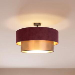 Duolla Stropna lampa Dorina, tamnocrvena/zlatna, Ø 60 cm, tkanina, E27, Crvena, Kuhinja, Tkanina / tekstil