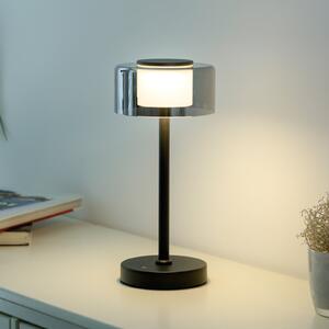 Paul Neuhaus RIKA LED punjiva stolna lampa, crna, 33 cm, metal i staklo, prigušivanje, prigušiva, Crno, Dnevni boravak/blagovaonica, Metal