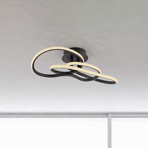 Paul Neuhaus LED stropna svjetiljka TWIST, crna, duljina 90 cm, metal, prigušiva prekidačem,, Crno, Dnevni boravak/blagovaonica, Aluminij