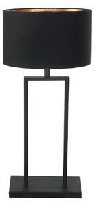 Steinhauer Stang 3984ZW stolna lampa, crna/crna i zlatni čintz, 55 cm, prigušiva, Crno, Dnevni boravak/blagovaonica, Tkanina / tekstil