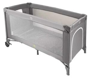 Sklopivi putni krevetić za bebe 60x120 cm s madracem i kotačićima sivi