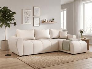 AKCIJA Razvlačni obostrani kutni kauč u obliku L SEVIO 246x145 cm, krem boja + 2 jastučića BESPLATNO II. kvaliteta