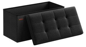 SONGMICS tabure za pohranu, sklopiva klupa, 38×76×38 cm, crna