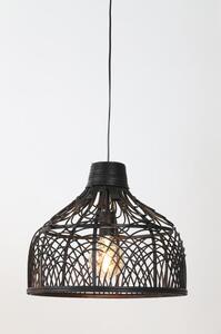 Crna stropna svjetiljka sa sjenilom od ratana ø 42 cm Pocita - Light & Living