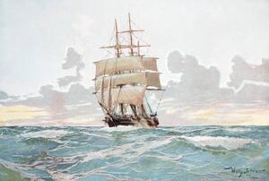 Ilustracija Sailing ship at the Cape of Good Hope, clu