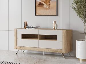 TV stol Sovera 105, Svijetlo siva, Zlatni hrast, 73.2x160.3x48cm