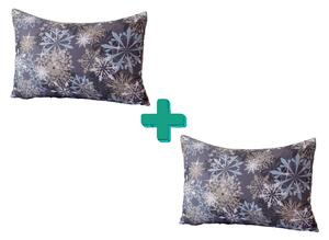 Sada 2 kom ukrasnih jastučnica SNOWFLAKE 50x70cm, modro-sive