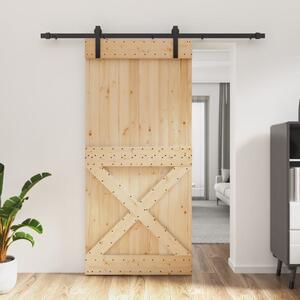 VidaXL Klizna vrata s priborom za montažu 95 x 210 cm masivna borovina