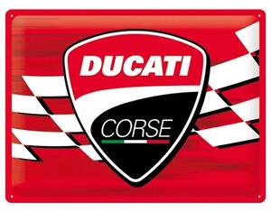 Metalni znak Ducati Corse - Logo Racing Flag