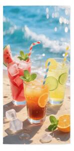 Brzosušeći XL plažni ručnik COLD DRINKS šareni 100 x 180 cm, 100% mikrovlakana