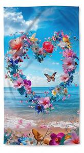Brzosušeći plažni ručnik FLOWER LOVE šareni 70 x 140 cm, 100% mikrovlakana