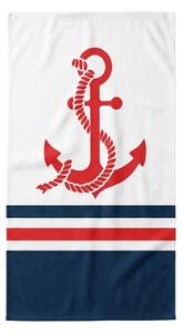 Brzosušeći XXL plažni ručnik CAPTAIN bijela 150 x 210 cm, 100% mikrovlakana