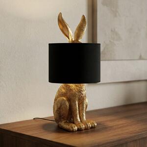 Lindby stolna lampa Lorentina, visina 57 cm, zec, zlatna, tekstil, Crno, Dnevni boravak/blagovaonica, Tkanina / tekstil