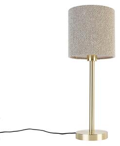 Klasična stolna svjetiljka od mesinga s boucle sjenilom taupe 20 cm - Simplo