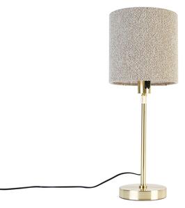 Stolna lampa zlatna podesiva s boucle sjenilom taupe 20 cm - Parte