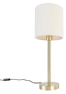Klasična stolna lampa od mesinga s boucle sjenilom bijela 20 cm - Simplo