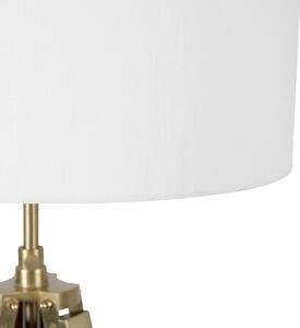 Vintage podna svjetiljka od mesinga sa sjenilom u bijeloj boji 50 cm tronožac - Cortin