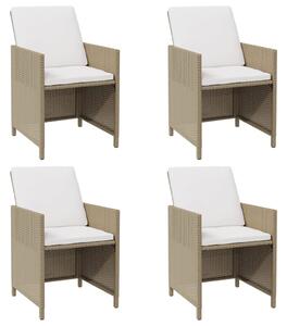VidaXL Vrtne stolice s jastucima 4 kom od poliratana bež