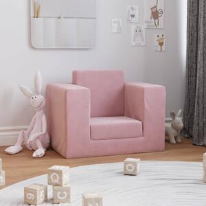 VidaXL Dječji kauč na razvlačenje ružičasti mekani plišani