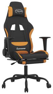 VidaXL Igraća stolica od tkanine s osloncem crno-narančasta
