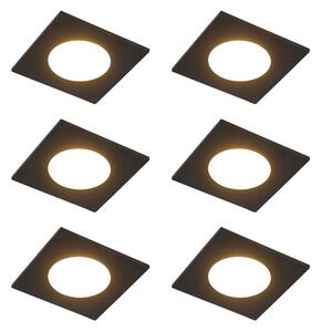Set od 6 modernih ugradbenih reflektora crni uklj. LED s mogućnošću prigušivanja u 3 koraka IP65 - Simply