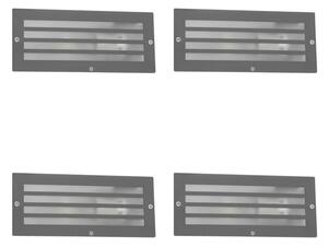 Set od 4 moderne ugradbene svjetiljke tamno sive IP44 - Hurricane