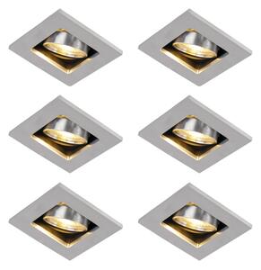 Set od 6 modernih ugradbenih reflektora aluminijski rotirajući i nagibni GU10 50mm - Qure