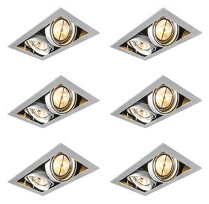 Set od 6 ugradbenih reflektora čelik AR111 podesivi 2-svjetla - Oneon