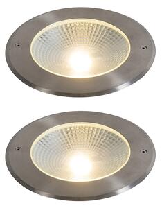 Set od 2 moderne svjetiljke za tlo čelik uklj. LED 20W - Bridge