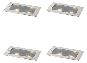 Set od 4 moderna reflektora za tlo čelična 2-svjetla podesiva IP65 - Oneon