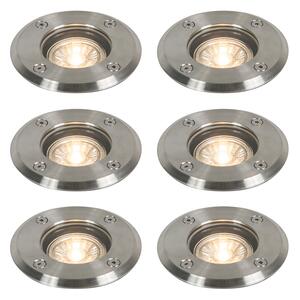 Set od 6 vanjskih reflektora za tlo čelik 11cm IP67 - Basic Round