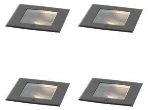 Set od 4 moderna reflektora za tlo crna podesiva IP65 - Oneon