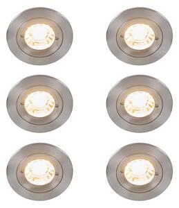 Set od 6 modernih ugradbenih reflektora čelik okrugli IP44 - Xena