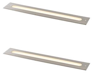 Set od 2 moderne svjetiljke za tlo čelik 50 cm uklj. LED IP65 - Eline