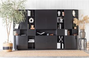 Crna modularna biblioteka od masivnog bora 40x210 cm Finca – WOOOD
