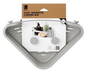 Siva samoljepljiva kupaonska polica kutna od reciklirane plastike Flex Adhesive – Umbra