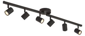 Moderna crna stropna svjetiljka sa 6 reflektora GU10 50mm s pozadinskim osvjetljenjem i trostupanjskim prekidačem - Back Up