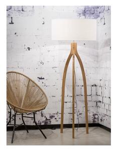 Podna svjetiljka s bijelim sjenilom i Good & Mojo Annapurna konstrukcijom od bambusa