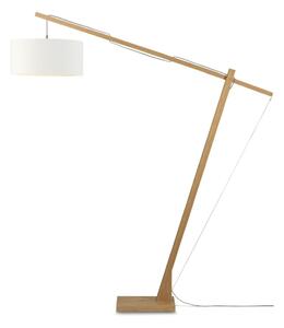 Podna svjetiljka s bijelim sjenilom i Good & Mojo Montblanc konstrukcijom od bambusa