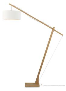Podna svjetiljka s bijelim sjenilom i Good & Mojo Montblanc konstrukcijom od bambusa