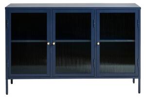 Plava metalna vitrina Unique Furniture Bronco, visina 85 cm
