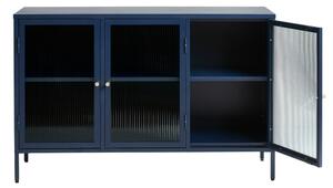 Plava metalna vitrina Unique Furniture Bronco, visina 85 cm