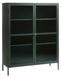 Zelena metalna vitrina Unique Furniture Bronco, visina 140 cm