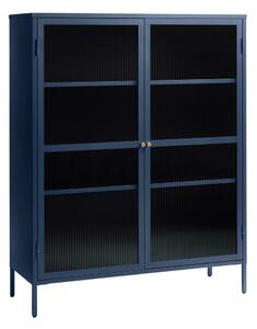 Plava metalna vitrina Unique Furniture Bronco, visina 140 cm
