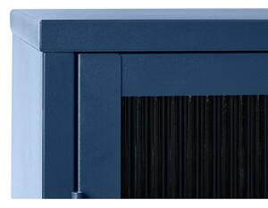 Plava metalna vitrina Unique Furniture Bronco, visina 140 cm