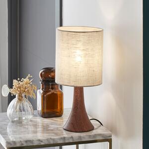 COREP Stolna lampa Arto, tamnosmeđa/bijela, visina 32 cm, metal/lan, Drvo, Dnevni boravak/blagovaonica, Metal
