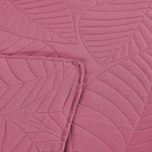 Ružičasti prekrivač za krevet s uzorkom LEAVES Dimenzije: 200 x 220 cm