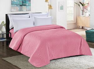 Ružičasti prekrivač za krevet s uzorkom LEAVES Dimenzije: 200 x 220 cm