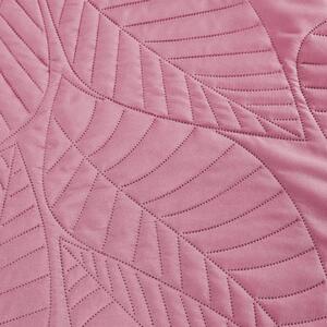 Ružičasti prekrivač za krevet s uzorkom LEAVES Dimenzije: 220 x 240 cm
